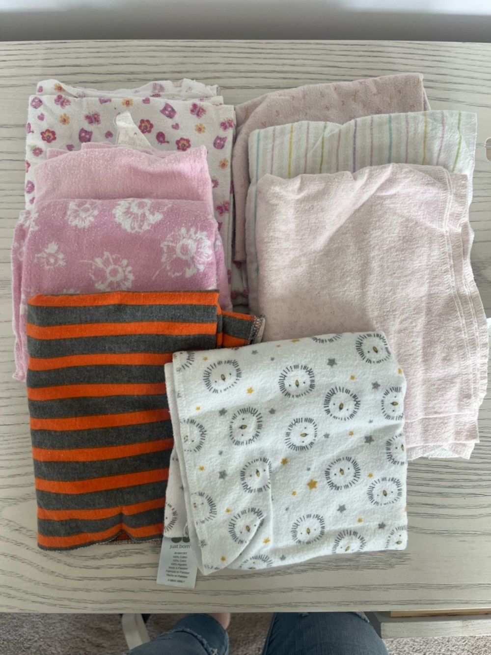 Baby receiving blankets  - Pink, Gray, Orange, White